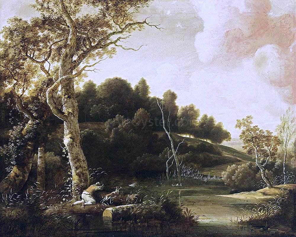 Jacob Esselens River Landscape - Hand Painted Oil Painting