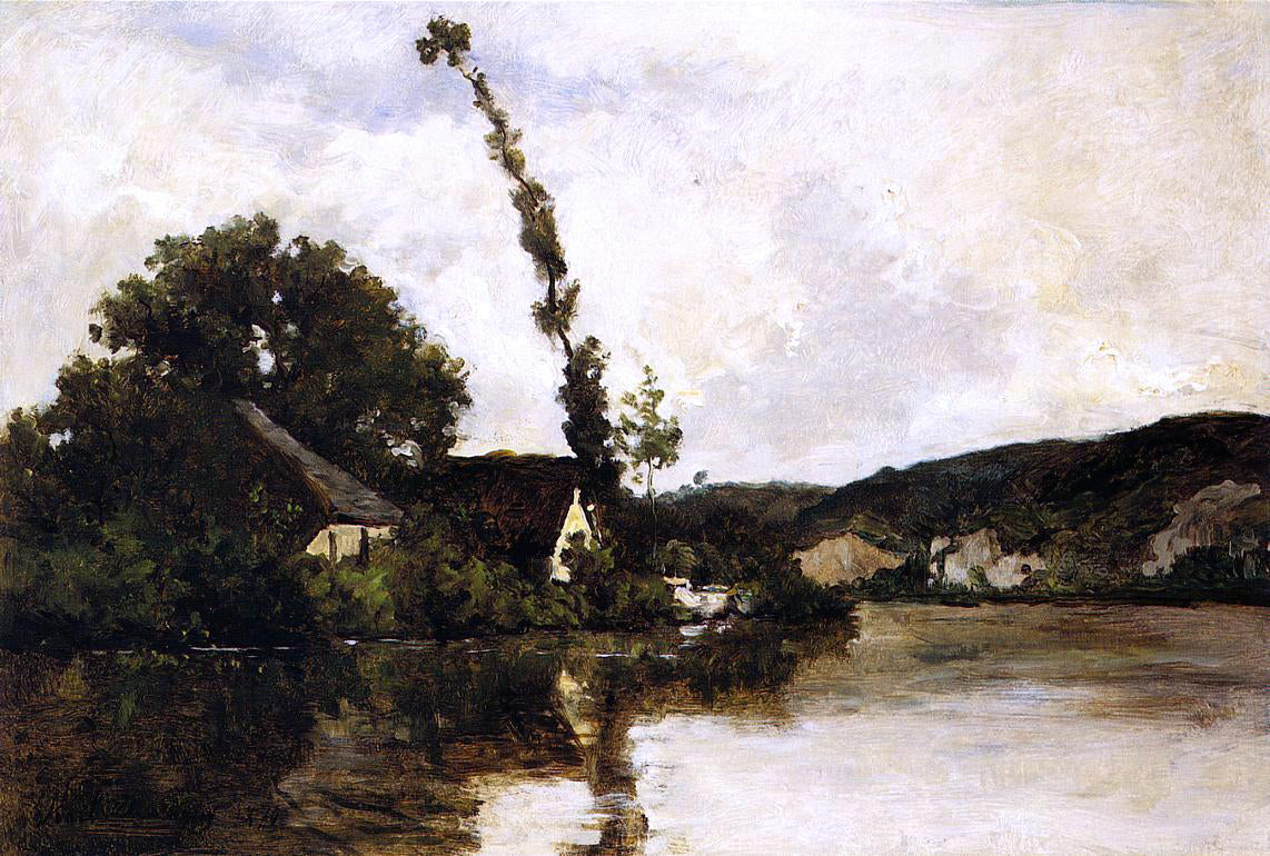  Karl-Pierre Daubigny River Landscape - Hand Painted Oil Painting