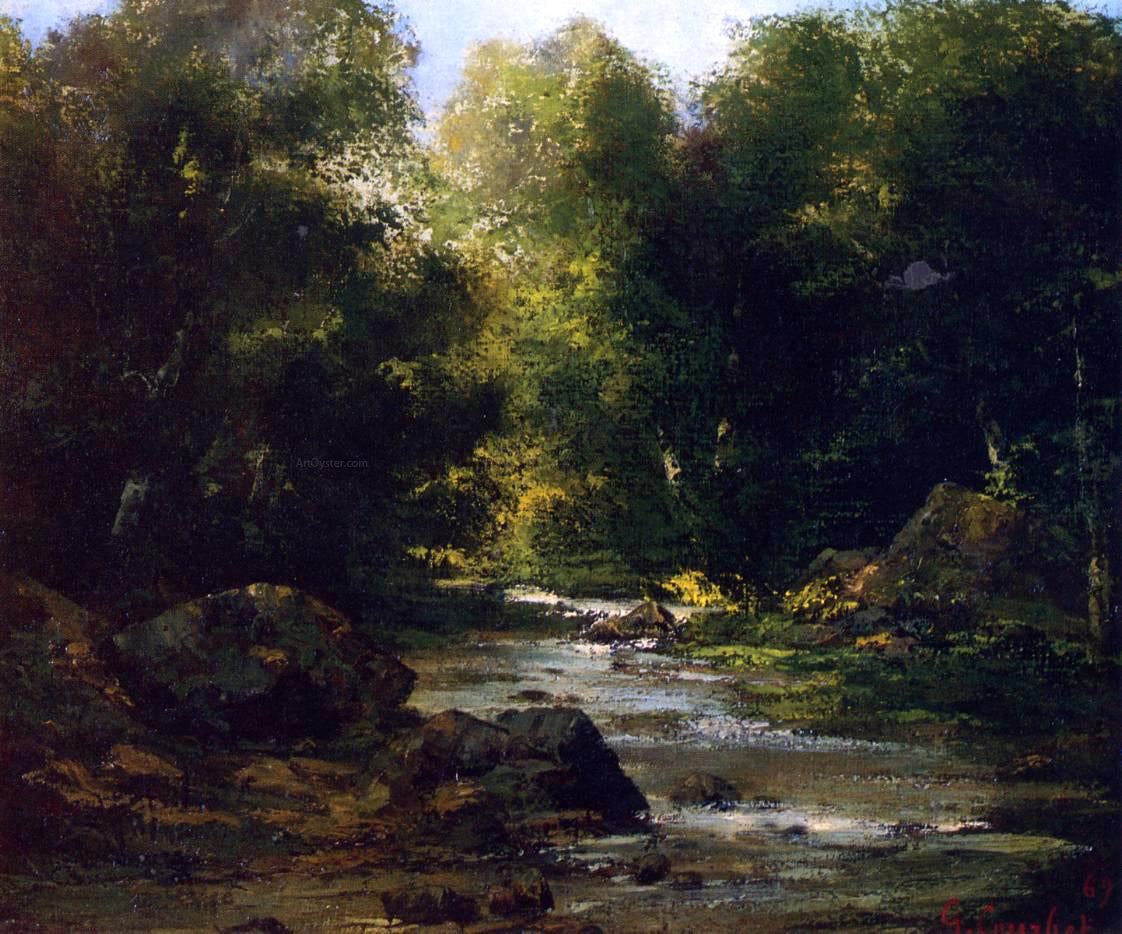 Gustave Courbet River Landscape - Hand Painted Oil Painting