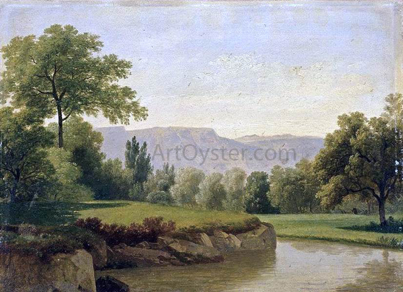 Adam-Wolfgang Topffer River Landscape - Hand Painted Oil Painting