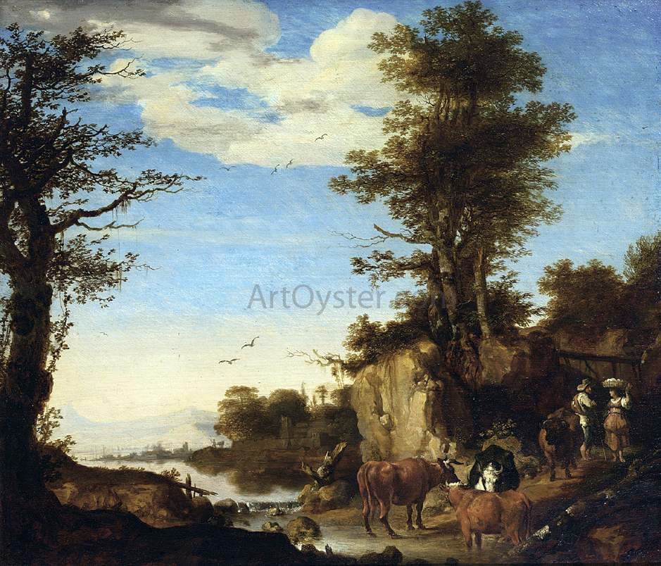 Arie De Vois River Landscape - Hand Painted Oil Painting