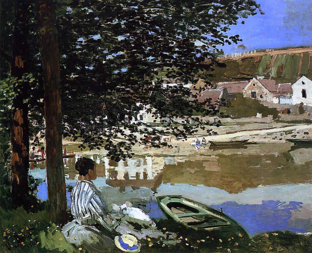 Claude Oscar Monet A River Scene at Bennecourt - Hand Painted Oil Painting