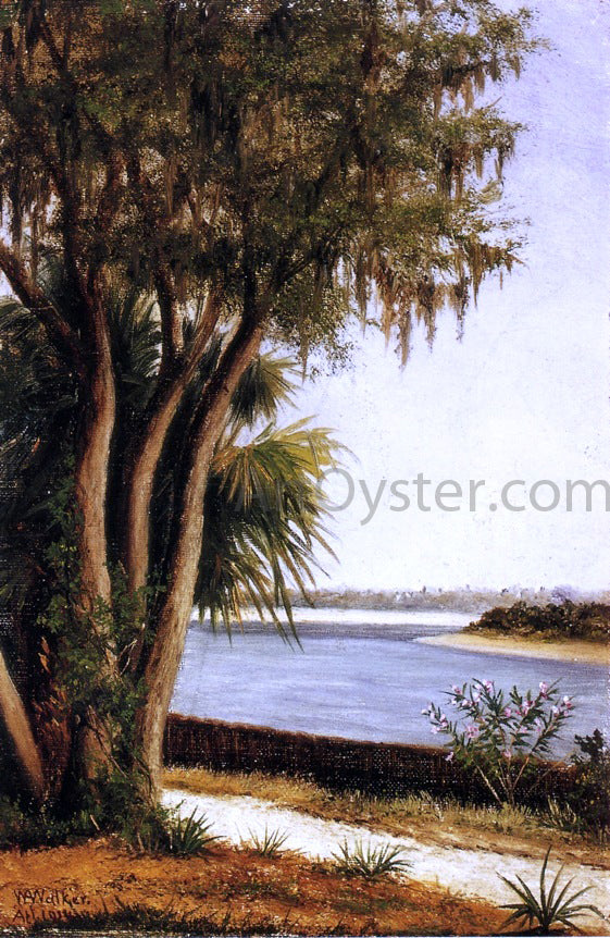 William Aiken Walker River, Tree, City on Horizon - Hand Painted Oil Painting