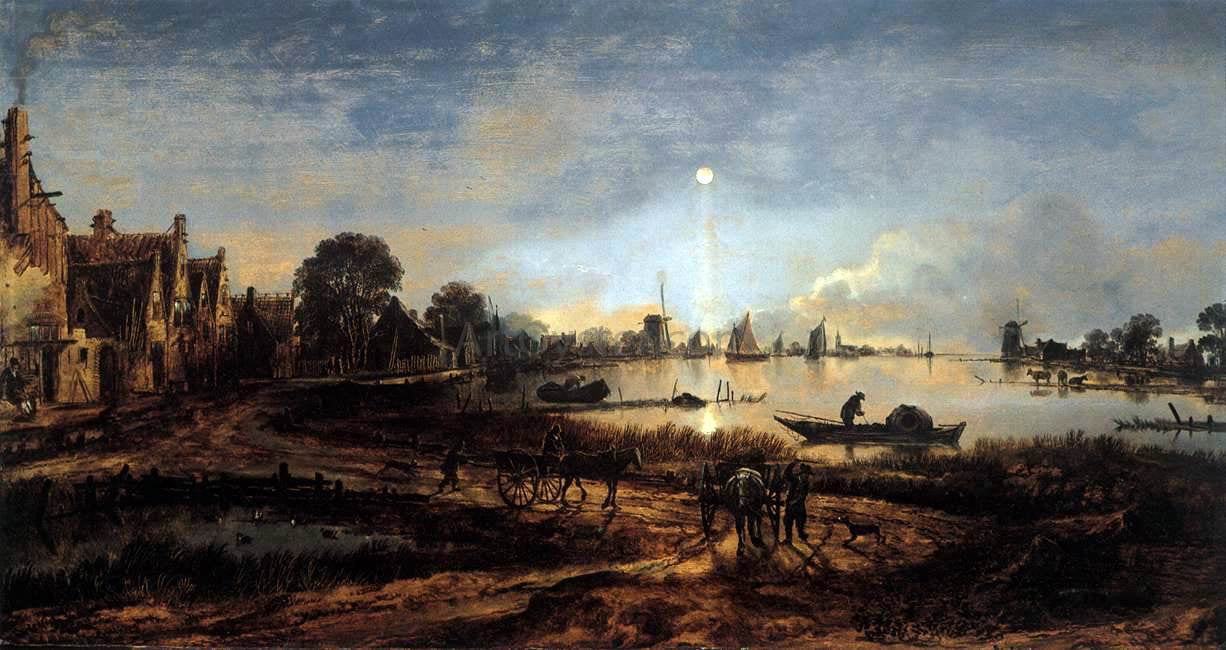 Aert Van der Neer River View by Moonlight - Hand Painted Oil Painting