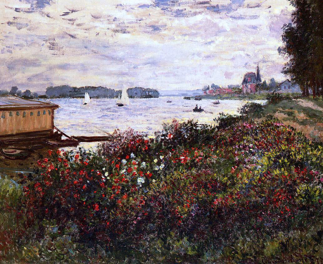 Claude Oscar Monet Riverbank at Argenteuil - Hand Painted Oil Painting