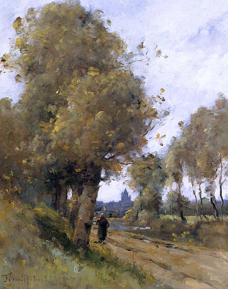 Paul Desire Trouillebert Road by the Side of the River Morbihan - Hand Painted Oil Painting
