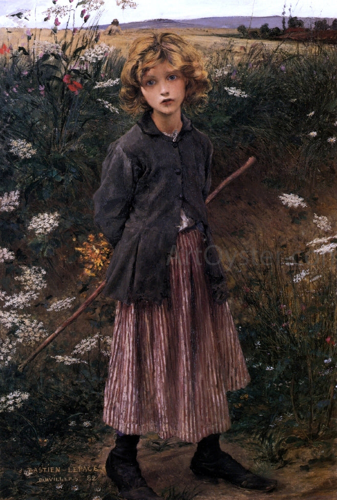 Jules Bastien-Lepage Roadside Flowers (also known as The Little Shepherdess) - Hand Painted Oil Painting