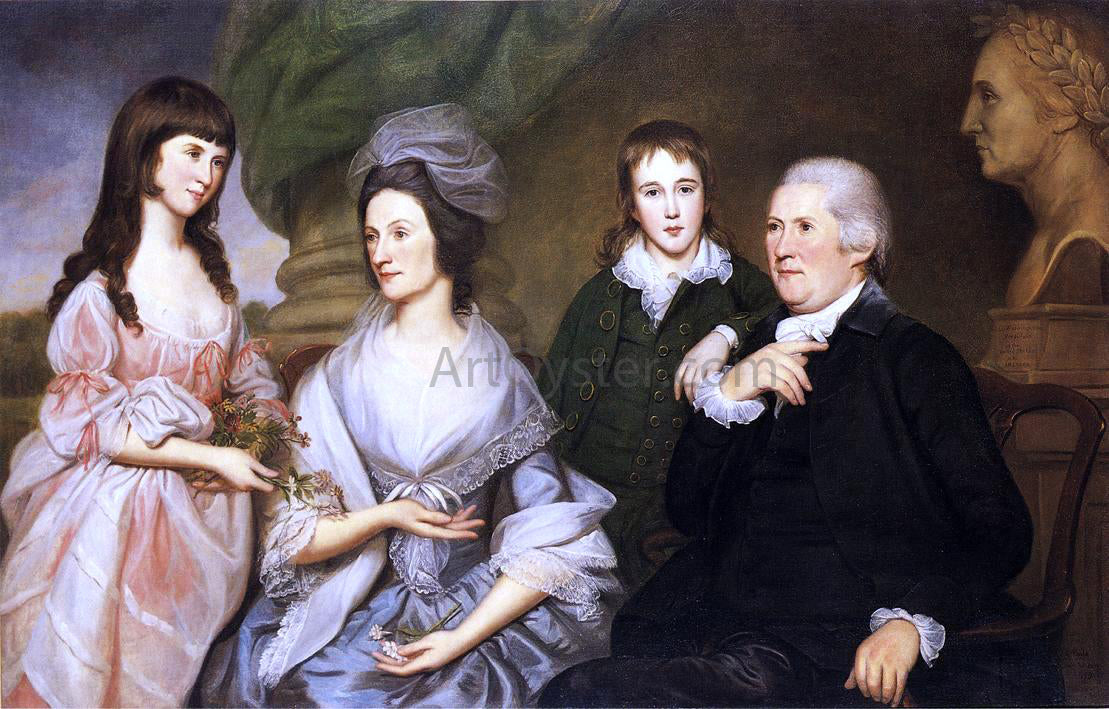 Charles Willson Peale Robert Goldsborough and Family - Hand Painted Oil Painting