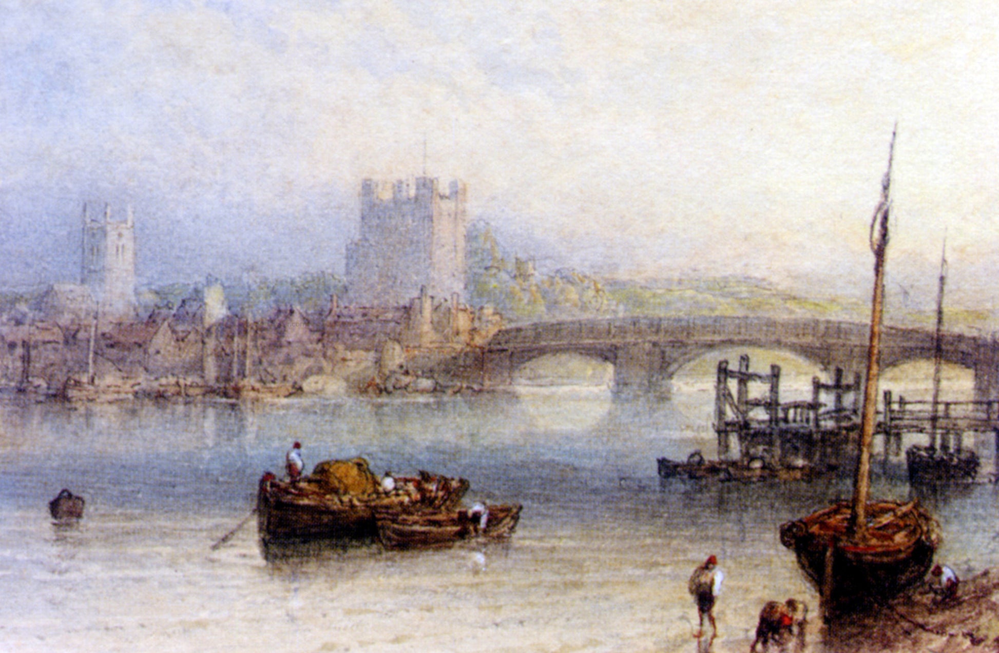  Myles Birket Foster Rochester from the River - Hand Painted Oil Painting