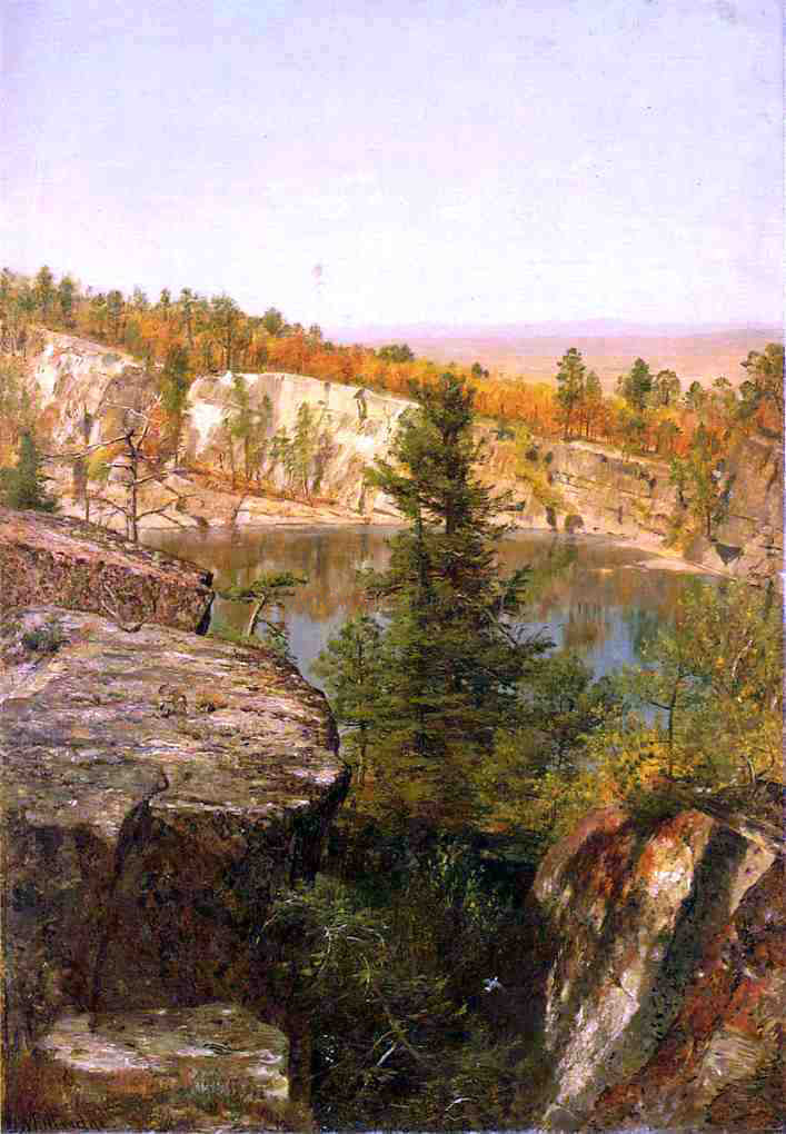  Thomas Worthington Whittredge Rock Ledge and Pond - Hand Painted Oil Painting