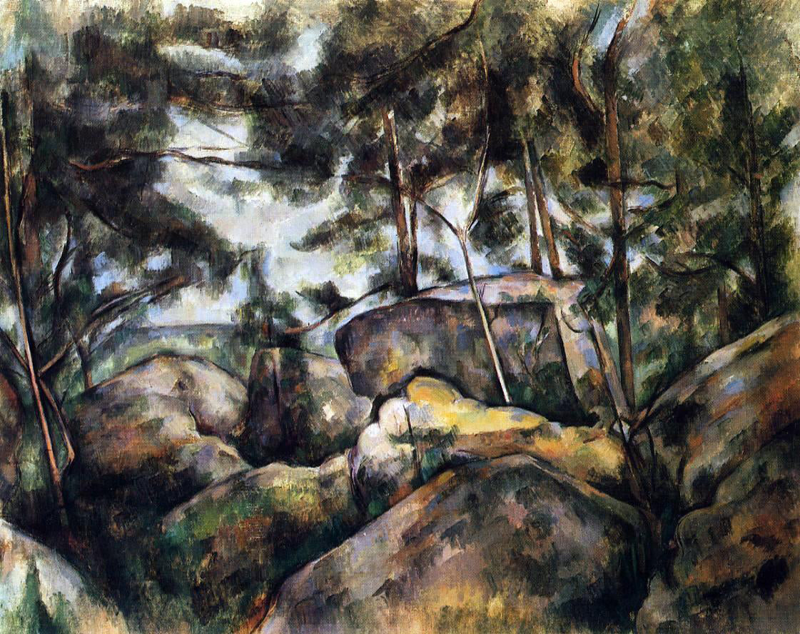 Paul Cezanne Rocks at Fountainebleau - Hand Painted Oil Painting