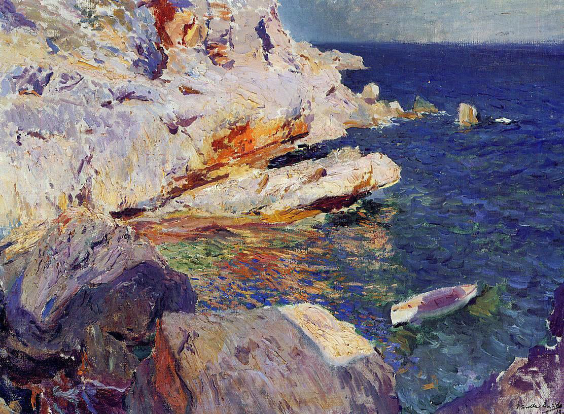Joaquin Sorolla Y Bastida Rocks at Javea - Hand Painted Oil Painting