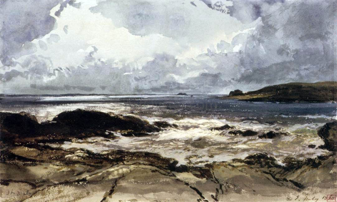 Eugene Isabey Rocks at Saint-Malo - Hand Painted Oil Painting