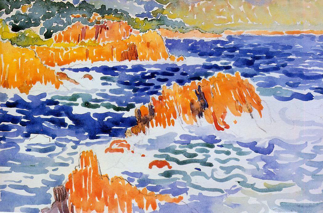 Henri Edmond Cross Rocks at Trayas - Hand Painted Oil Painting