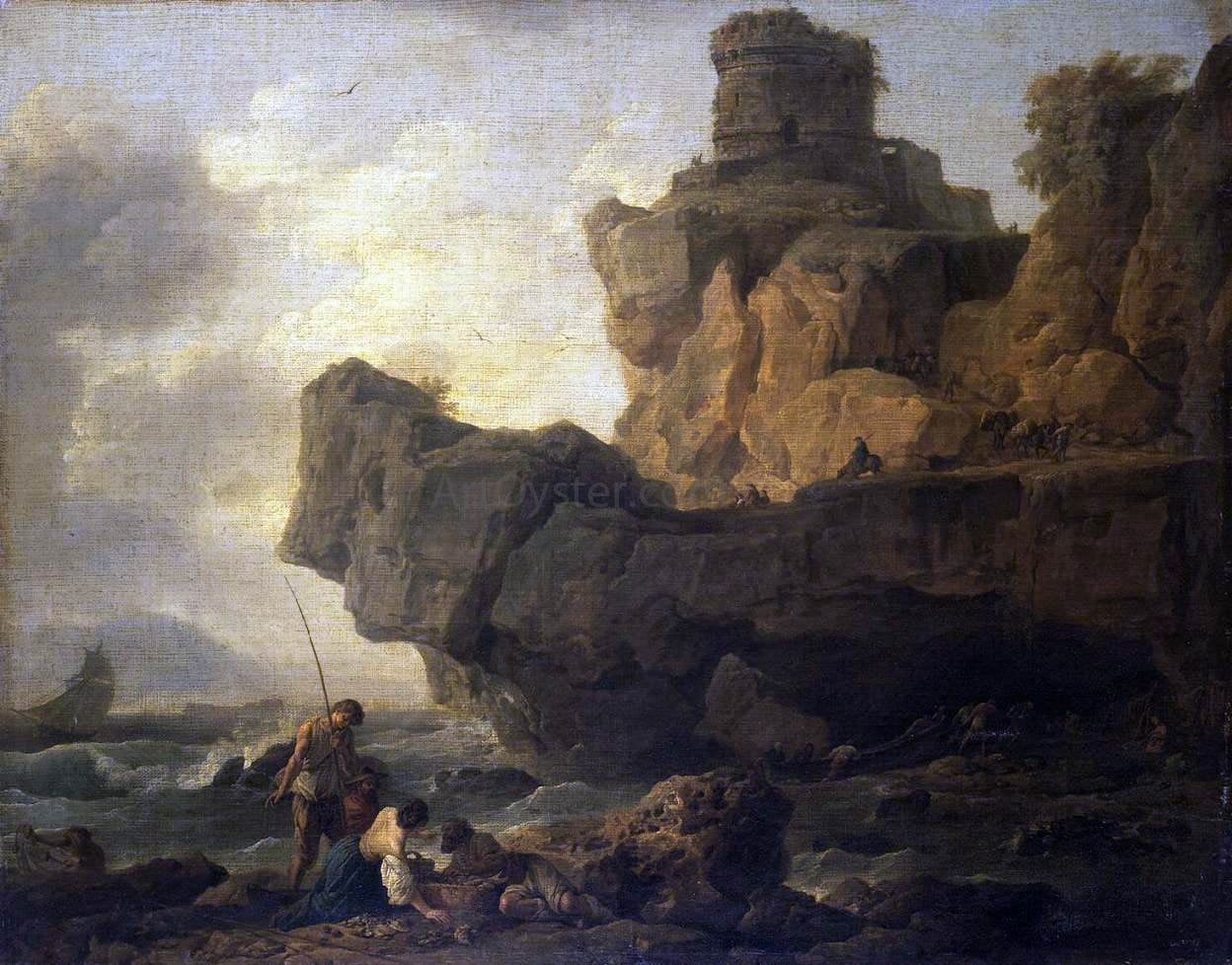 Claude-Joseph Vernet Rocks on a Seashore - Hand Painted Oil Painting