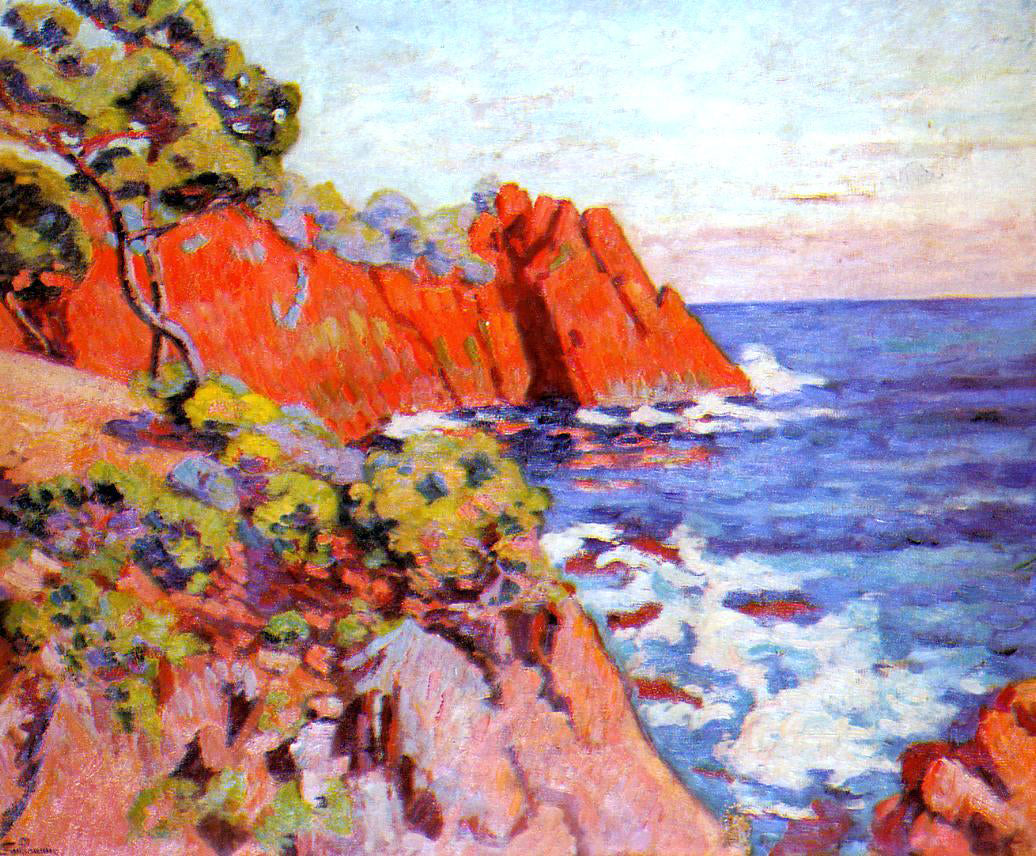Armand Guillaumin Rocks on the Coast at Agay - Hand Painted Oil Painting