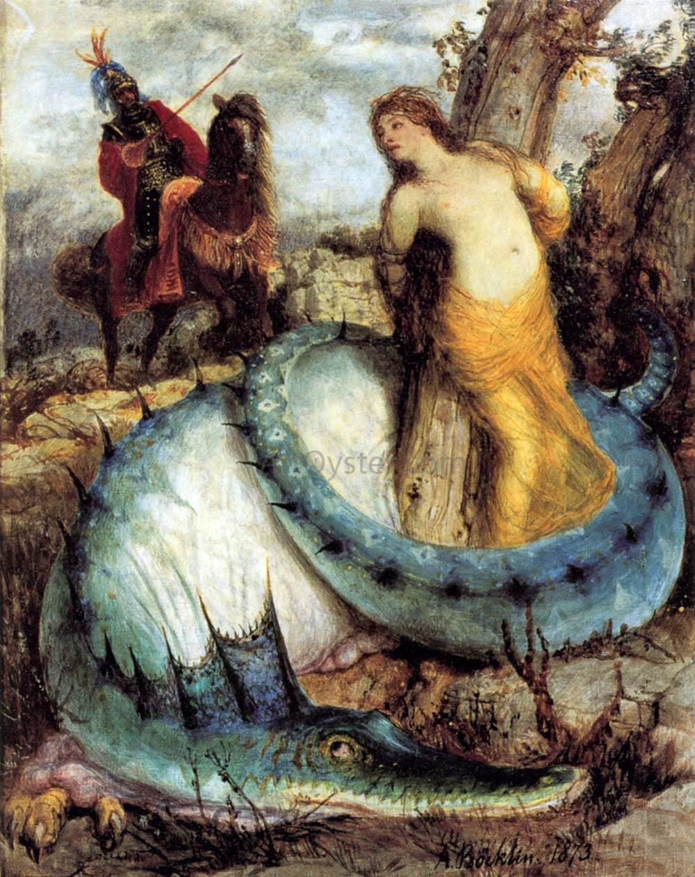 Arnold Bocklin Roger and Angelica - Hand Painted Oil Painting