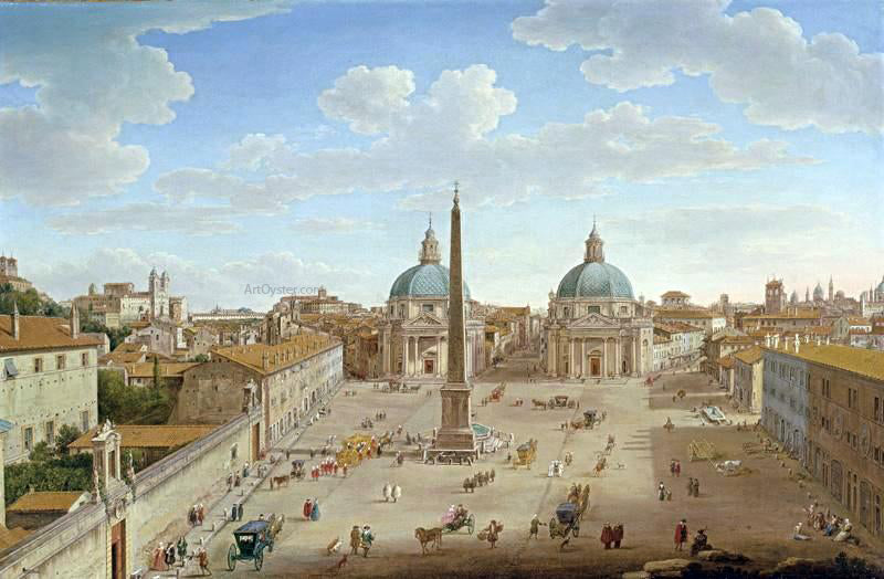 Hendrik Frans Van Lint Roma: Piazza del Popolo - Hand Painted Oil Painting