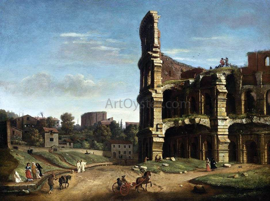Caspar Andriaans Van Wittel Rome: A View of The Colosseum - Hand Painted Oil Painting