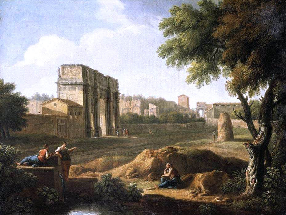  Giovanni Battista Busiri Rome: A View of the Forum - Hand Painted Oil Painting