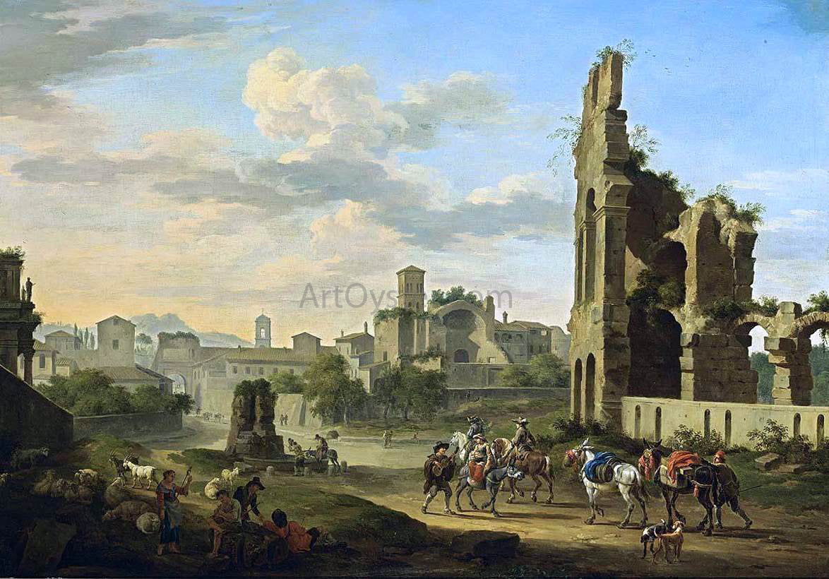 Jacob De Heusch Rome: A View of the Forum Romanum - Hand Painted Oil Painting