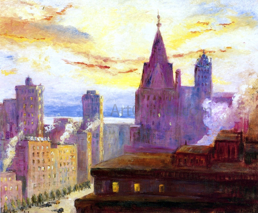Colin Campbell Cooper Rooftops at Sunset - Hand Painted Oil Painting