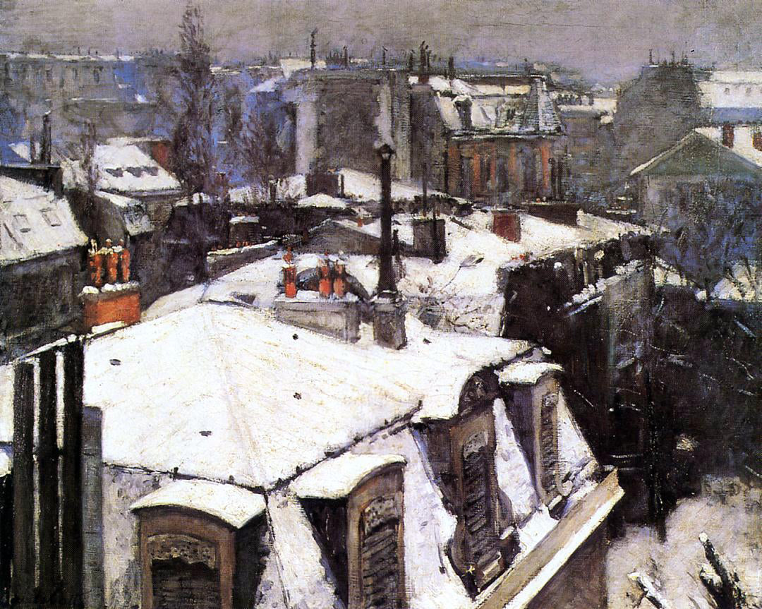  Gustave Caillebotte Rooftops Under Snow - Hand Painted Oil Painting
