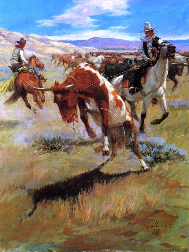  William Gollings Roping a Steer - Hand Painted Oil Painting