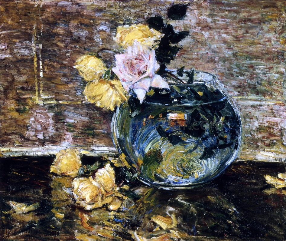 Frederick Childe Hassam Roses in a Vase - Hand Painted Oil Painting