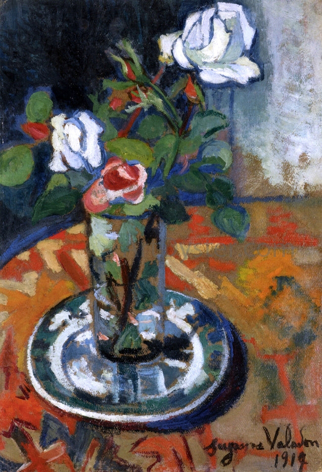 Suzanne Valadon Roses in a Vase - Hand Painted Oil Painting