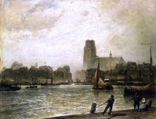 Cornelis Christiaan Dommelshuizen Rotterdam, seen from Fyenoord - Hand Painted Oil Painting