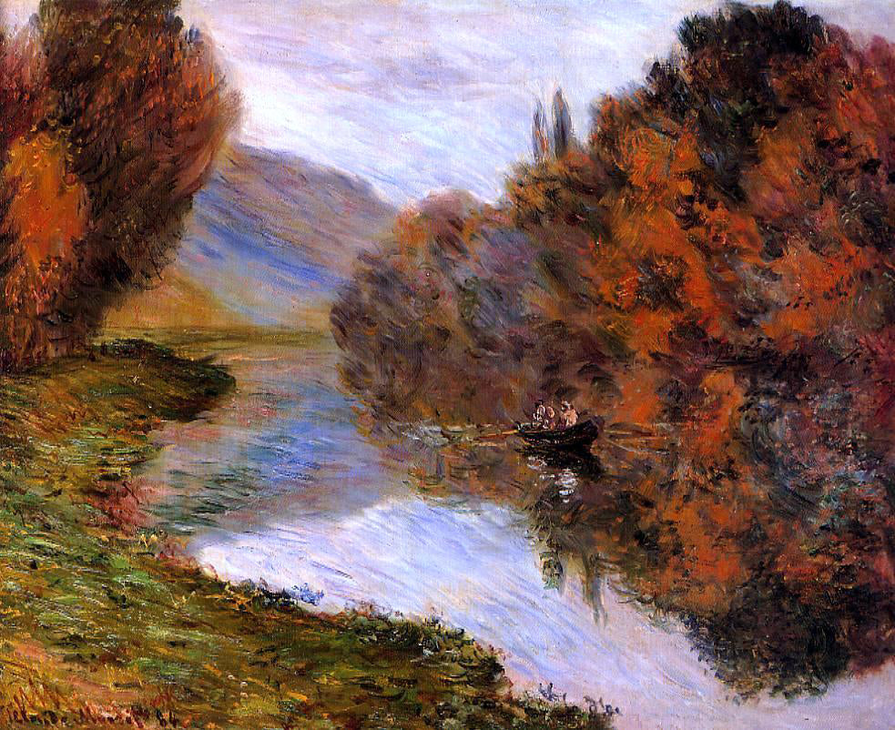 Claude Oscar Monet Rowboat on the Seine at Jeufosse - Hand Painted Oil Painting