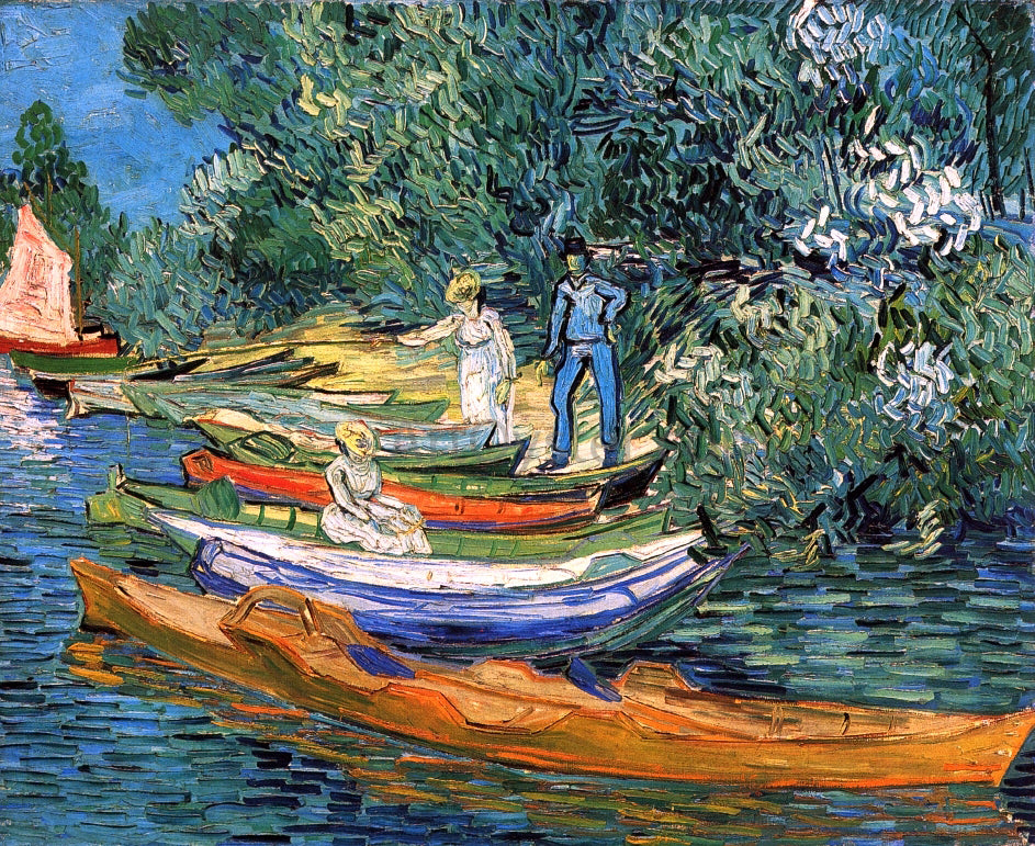 Vincent Van Gogh Rowing Boats on the Banks of the Oise - Hand Painted Oil Painting