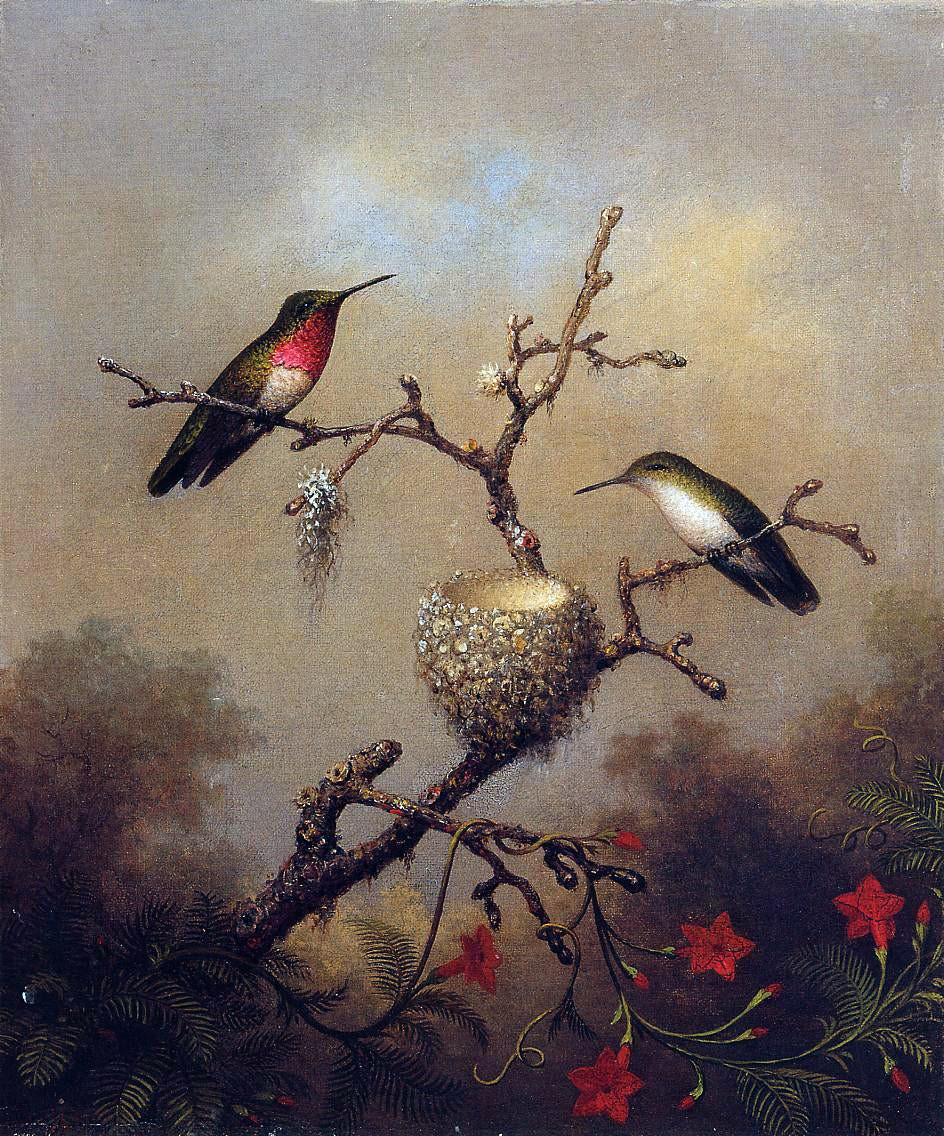 Martin Johnson Heade Ruby-Throated Hummingbird - Hand Painted Oil Painting