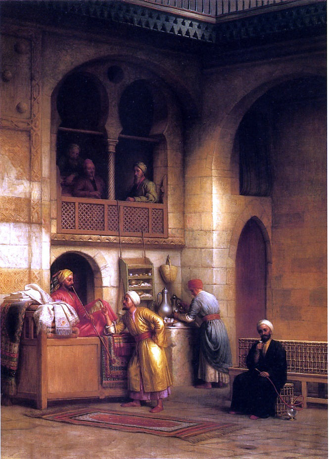 George Henry Hall Rug Bazaar, Cairo - Hand Painted Oil Painting
