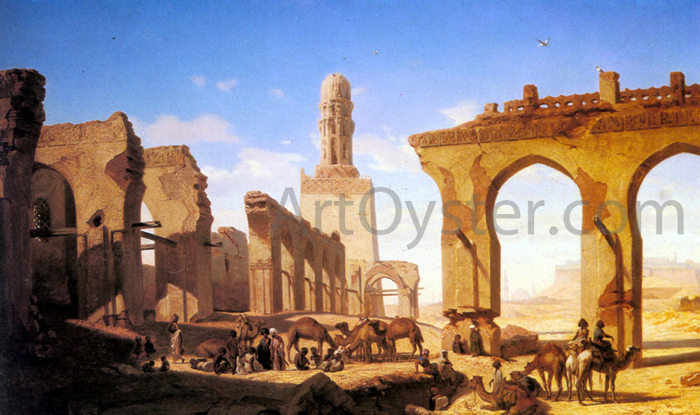 Prosper Marilhat Ruines de la Mosquee du Calife Hakem au Caire - Hand Painted Oil Painting