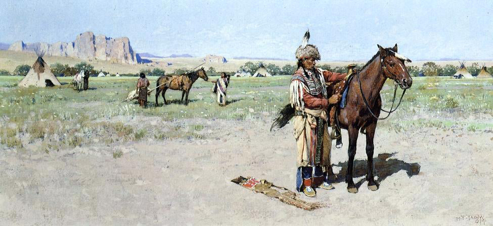 Henry F Farney Saddling Up - Hand Painted Oil Painting