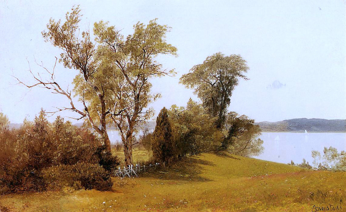 Albert Bierstadt Sailboats on the Hudson at Irvington - Hand Painted Oil Painting