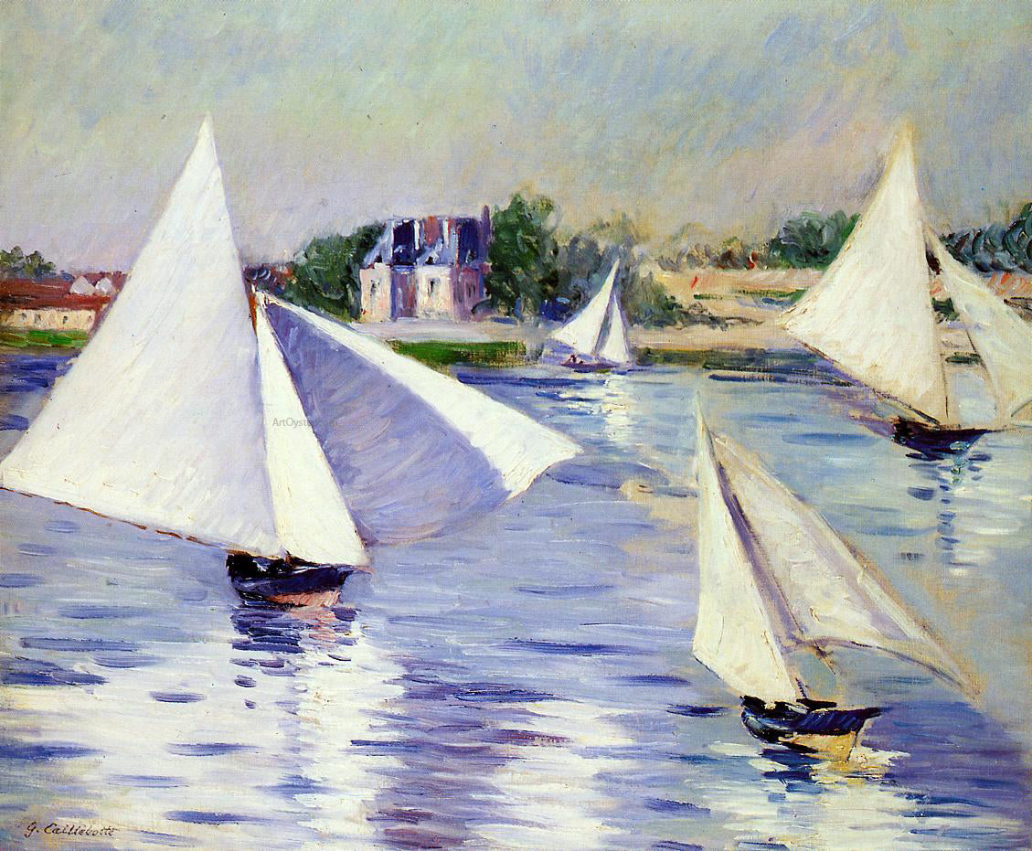 Gustave Caillebotte Sailboats on the Seine at Argenteuil - Hand Painted Oil Painting