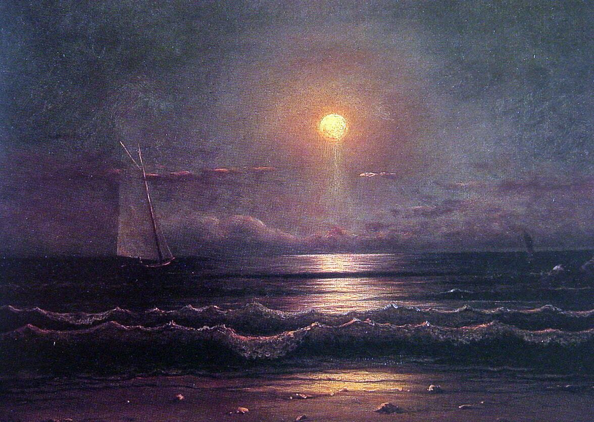 Martin Johnson Heade Sailing by Moonlight - Hand Painted Oil Painting