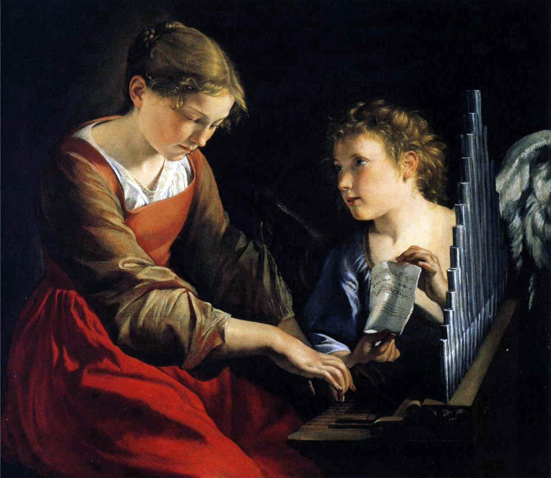 Orazio Gentileschi Saint Cecilia with an Angel - Hand Painted Oil Painting