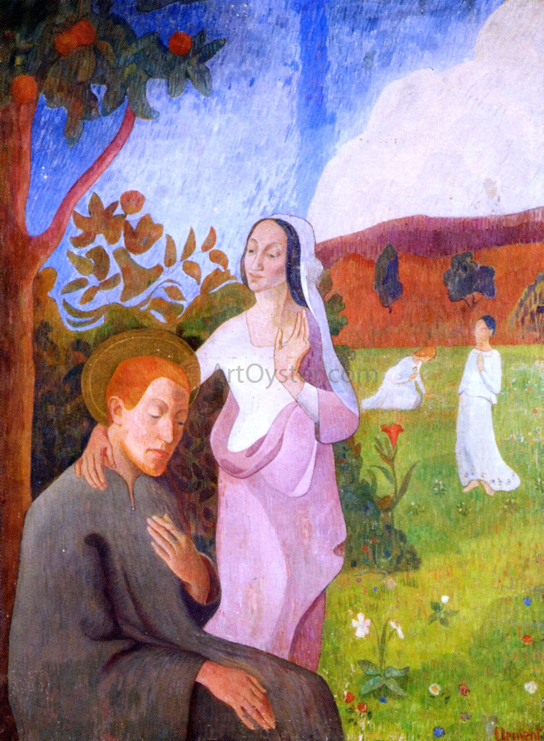 Gad Frederick Clement Saint Francis and the Vision of the Three White Virgins - Hand Painted Oil Painting
