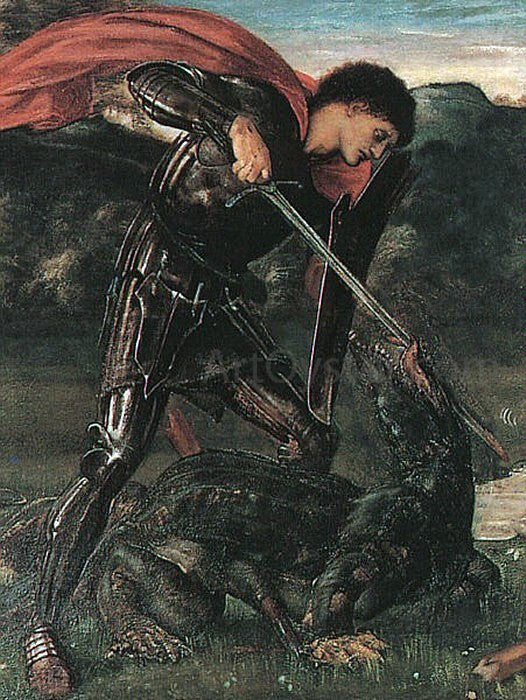 Sir Edward Burne-Jones Saint George and the Dragon - Hand Painted Oil Painting