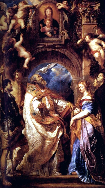 Peter Paul Rubens Saint Gregory With Saints Domitilla, Maurus, And Papianus - Hand Painted Oil Painting