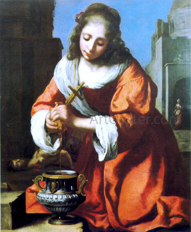 Johannes Vermeer Saint Praxidis - Hand Painted Oil Painting