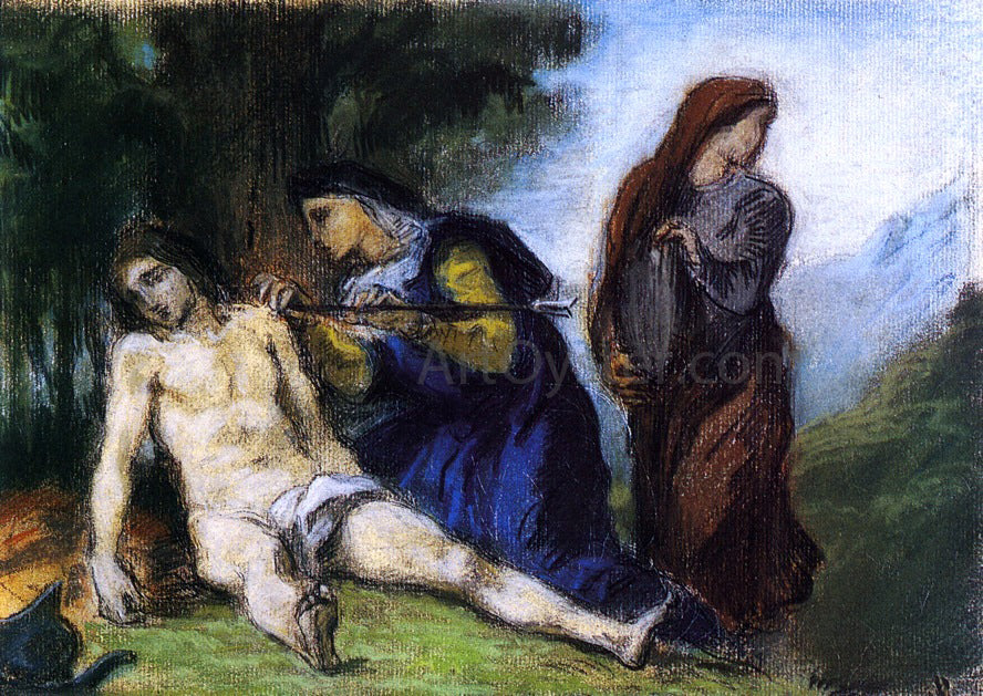 Eugene Delacroix Saint Sebastien Comforted by Female Saints - Hand Painted Oil Painting
