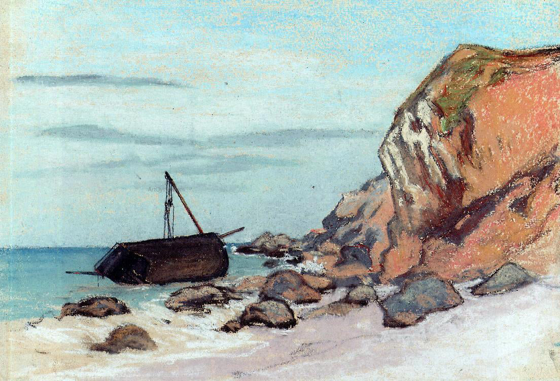 Claude Oscar Monet Saint-Adresse, Beached Sailboat - Hand Painted Oil Painting
