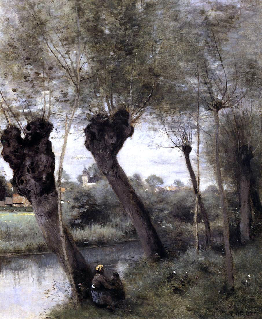 Jean-Baptiste-Camille Corot Saint-Nicholas-les-Arras; Willows on the Banks of the Scarpe - Hand Painted Oil Painting
