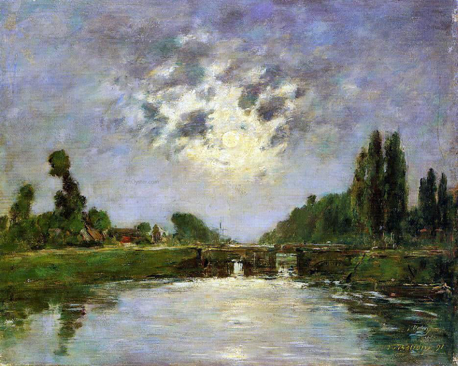 Eugene-Louis Boudin Saint-Valery-sur-Somme, the Bridge on the Lock - Hand Painted Oil Painting