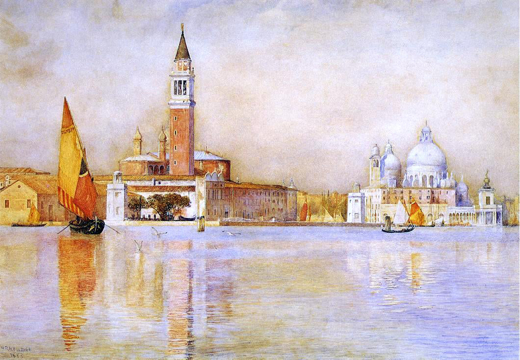 Henry Roderick Newman San Giorgio Maggiore and Santa Maria della Salute from the Giardino Pubblico - Hand Painted Oil Painting